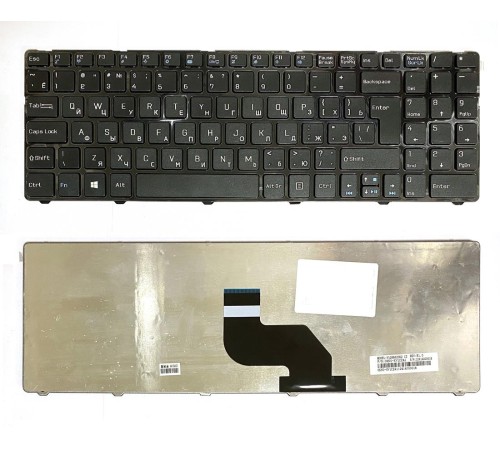 Клавиатура для ноутбука DNS 0151280, 0151831, 0153300, 0153733 (RU) черная, с ЧЕРНОЙ РАМКОЙ