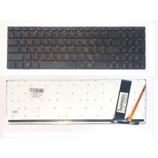 Клавиатура для ноутбука Asus N56, N56V, N76, N550, N750, Q550 черная, красные буквы, с подсветкой [10245]