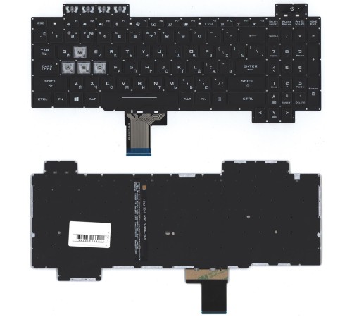 Клавиатура для ноутбука Asus Gaming FX504, FX504GD, FX504GE, FX505, FX505DY, FX505DD черная с белой подсветкой