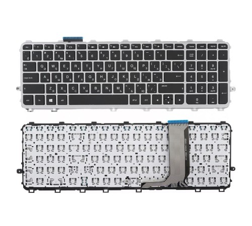 Клавиатура для ноутбука HP ENVY 15-j000 17-j000 черная (RU) с серебристой рамкой