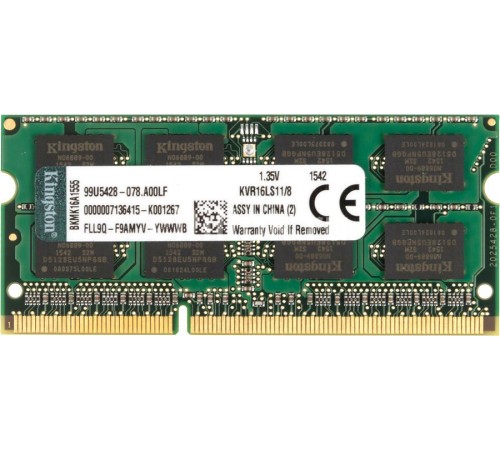 Оперативная память SODIMM 8Gb (1600Mhz) DDR3L KINGSTON KVR16LS11/8