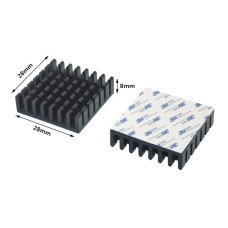 Радиатор аллюминиевый 28х28х8мм, с термоскотчем 3M 9448A [12461]