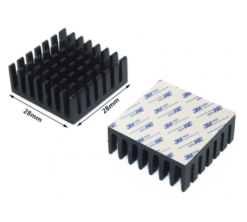 Радиатор аллюминиевый 28х28х10мм, с термоскотчем 3M 9448A