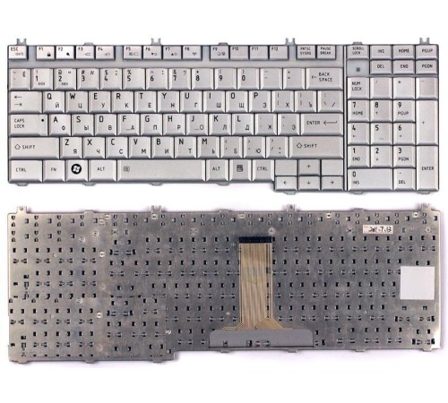 Клавиатура для ноутбука Toshiba Satellite P200, P300, A500, P500, L350,  l500 (RU) серебристая [10096]