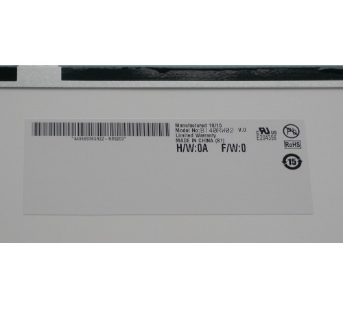 Матрица 14" slim B140RW02 V.0 (LED, 1600*900, 40 pin, справа снизу, глянцeвая)