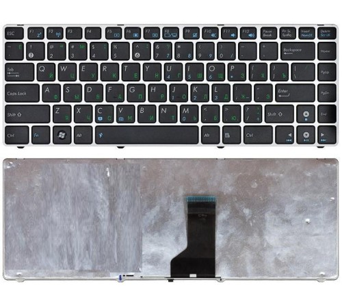 Клавиатура для ноутбука Asus UL30, U30, U31, K42, K43, N43, N82, X42, X43, X44, A84  (RU) черная с серебристой рамкой [10157]