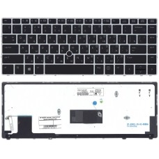 Клавиатура для ноутбука HP 9480M (RU) черная с подсветкой, рамка серебристая