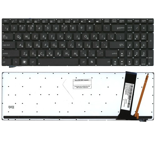 Клавиатура для ноутбука Asus N56, N56V, N76, N550, N750, Q550 черная с подсветкой