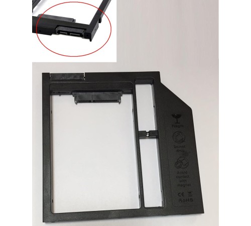 Переходник дополнительного HDD/SSD SATA-III кредл в отсек CD/DVD 9.5 mm