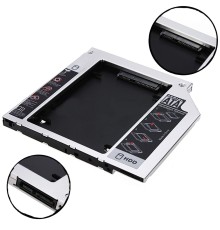 Переходник, салазки дополнительного HDD / SSD SATA-III кредл в отсек CD/DVD 12.7 mm, алюминий [HDDROM-12A]