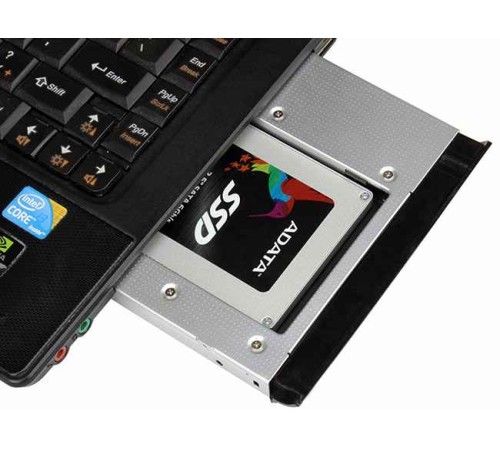 Переходник дополнительного HDD/SSD SATA-III кредл в отсек CD/DVD 12.7 mm, алюминий [HDDROM-12A]
