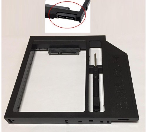 Переходник дополнительного HDD / SSD SATA-III кредл в отсек CD/DVD 12.7 mm, пластик