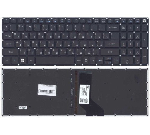 Клавиатура для ноутбука Acer E5-573, 5 A515-51G, 7 A715-71G (RU) черная с подсветкой