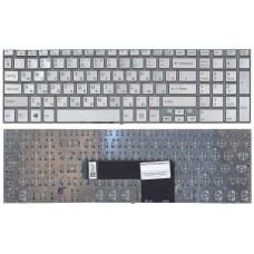 Клавиатура для ноутбука Sony FIT 15 SVF15 серебристая (RU) с подсветкой