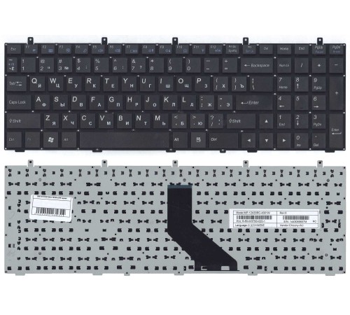 Клавиатура для ноутбука DNS 0170720 Clevo W350 w370 (RU) черная (плоский ENTER)