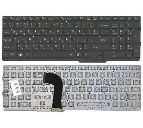 Клавиатура для ноутбука Sony VAIO SVS15 черная (RU) с подсветкой Плоский ENTER