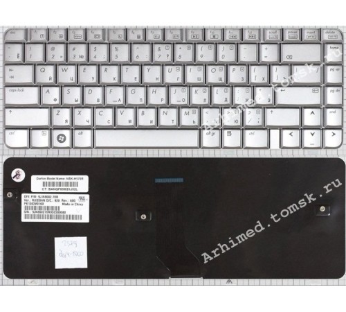 Клавиатура HP Pavilion DV4-1000 (RU) серебристая, глянцевая