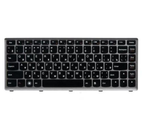 Клавиатура Lenovo IdeaPad U410 (RU) черная (серебристая рамка)
