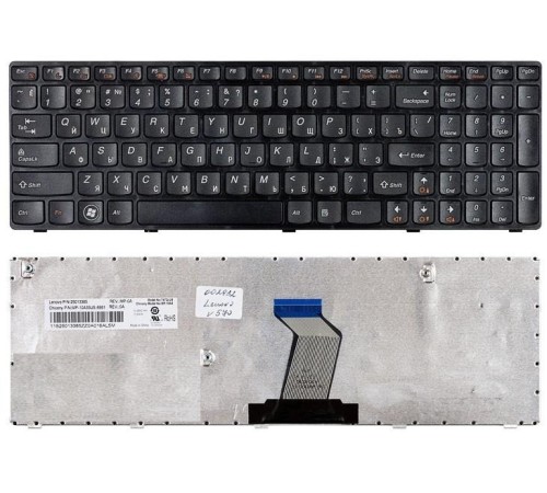 Клавиатура Lenovo IdeaPad B570, V570, Z570, Z575 (RU) черная (серая рамка)