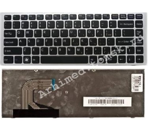 Клавиатура для ноутбука Sony Vaio VPC-S (RU) черная, серебряная рамка