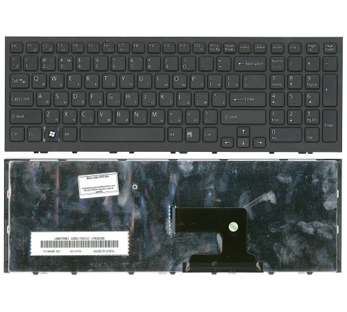 Клавиатура для ноутбука Sony Vaio VPC-EH (RU) черная, черная рамка [10047]