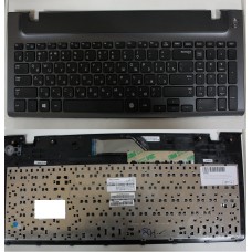 Клавиатура (топ-панель) для ноутбука Samsung 350V5C, 355V5C, NP355V5C, NP355V5C-A01(RU) черная, с серой панелью [10052]
