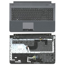 Клавиатура (топ-панель) для ноутбука Samsung RC520 (RU) темно-серая, с серой панелью