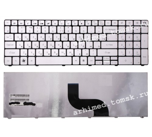 Клавиатура для ноутбука Packard Bell TM81 TM86 TM87 TM89 TM94 TX86/NV50 (RU) серебристая