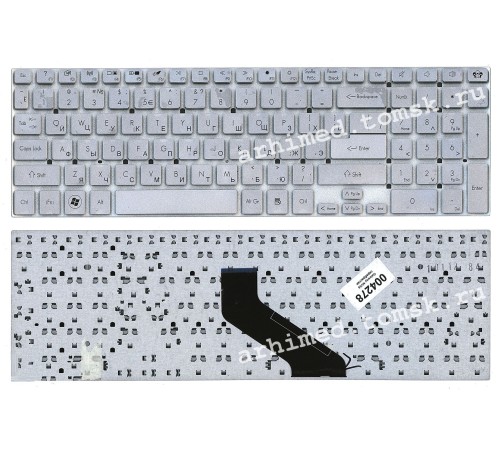 Клавиатура Packard Bell TS11; Gateway NV55S NV57H, (RU) серебристая