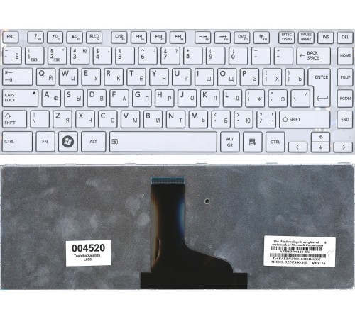 Клавиатура для ноутбука Toshiba Satellite L800 L830 (10086) (RU) белая