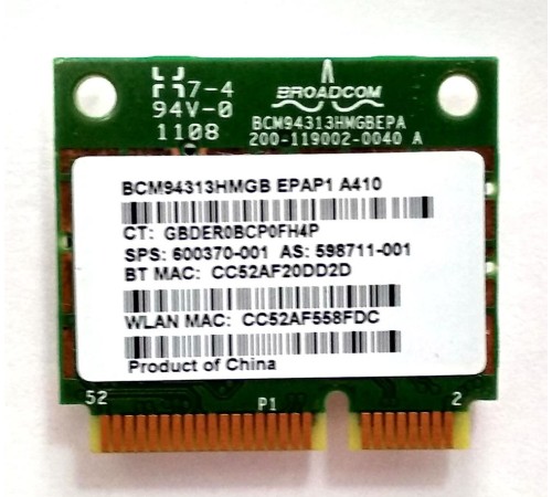 *Б/У* WiFi Bluetooth модуль для ноутбука HP ProBook 4720s (BCM94313HMGB)