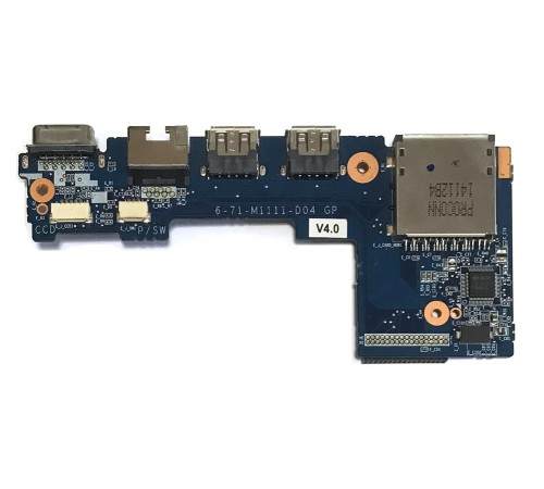 Плата расширения 2xUSB, VGA, LAN, Card Reader для ноутбука DNS M1115 (6-71-M1111-D04 GP), с разбора