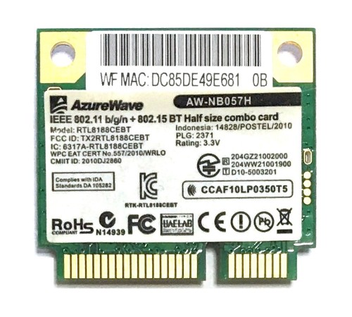 *Б/У* WiFi + BT модуль для ноутбука DNS QAT11, 0161263 (AW-NB057H), с разбора