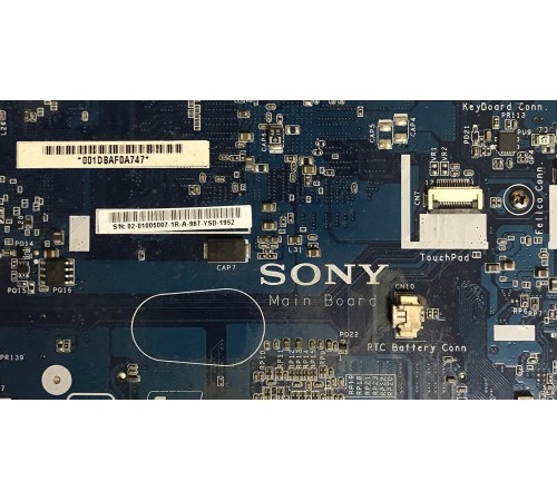Материнская плата для ноутбука Sony VGN-NS31MR (1P-0089500-8010), с разбора, неисправная