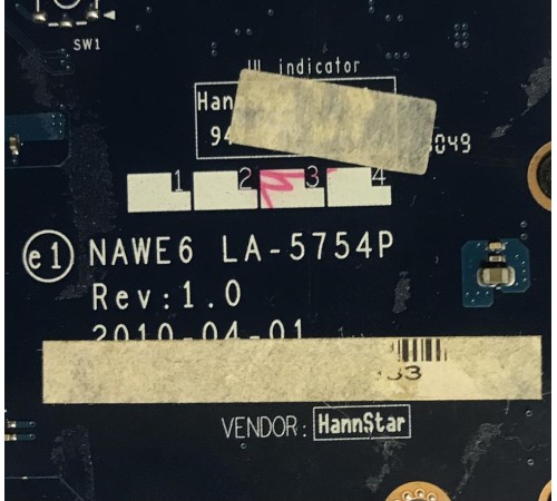 Материнская плата для ноутбука Lenovo IdeaPad G565, Z565 (NAWE6 LA-5754P), с разбора, неисправная