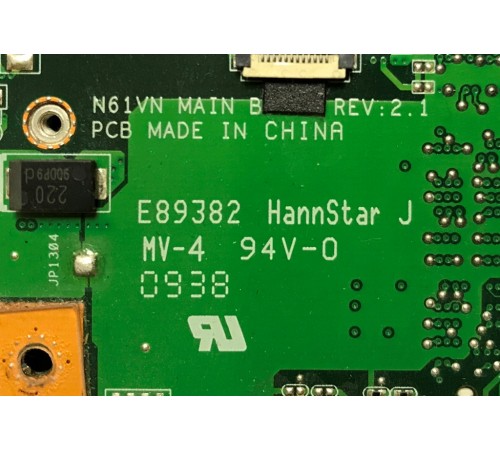 Материнская плата для ноутбука Asus N61V (60-NWFMB1100-B13), с разбора, исправная