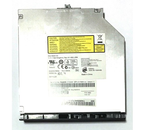*Б/У* Привод DVD/RW + крышка привода для ноутбука Lenovo IdeaPad G560, G565 (AD-7875H)