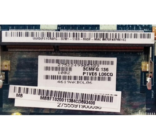 Материнская плата для ноутбука Acer Aspire One 722 (P1VE6 LA-7071P REV:1.0), с разбора, исправная