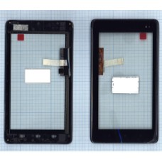 Сенсорное стекло (тачскрин) Huawei Ideos S7 Slim S7-201u черный с рамкой