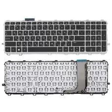 Клавиатура для ноутбука HP ENVY 15-j000 17-j000 черная (RU) с серебристой рамкой [11733]